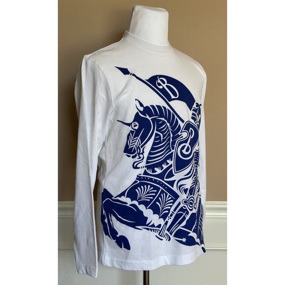Burberry EKD Printed Men’s White/Blue T-shirt Medium 8077669 Portugal NWT $910 - Picture 3 of 11